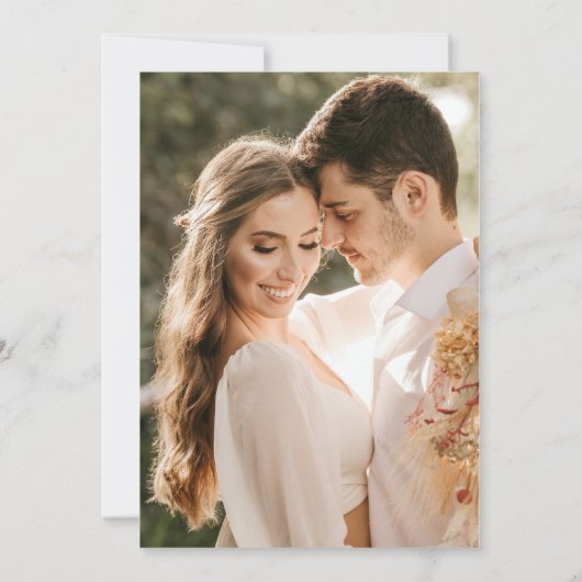 Elegant Dusty Blue Monogram Foto Weddenschap Kaart (Achterkant)