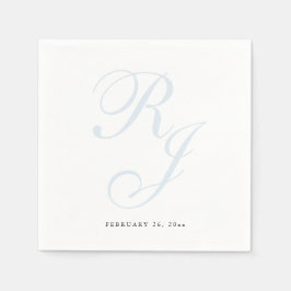Elegant Dusty Blue Monogram Wedding Napkins Servet