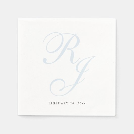 Elegant Dusty Blue Monogram Wedding Napkins Servet (Voorkant)