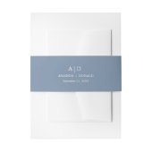 Elegant Dusty Blue Monogram Wedding Uitnodigingen Wikkel (Voorkant Voorbeeld)