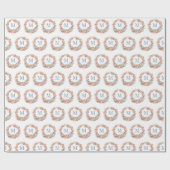 Elegant Dusty Blue Monogram Wreath Christmas Cadeaupapier (Vlak)