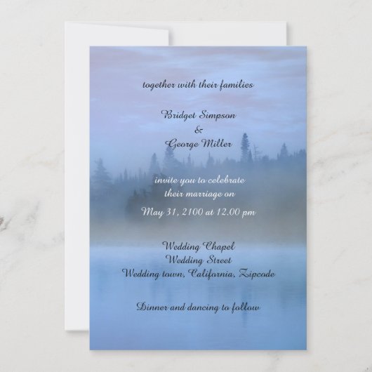 Elegant dusty blue natuur Wedding Invitation Kaart (Voorkant)