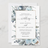 Elegant Dusty Blue, Navy and White Floral Wedding Kaart (Voorkant)