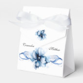 Elegant Dusty Blue Navy Bloemen Bruiloft Bedankdoosjes (Voorkant Zijde)
