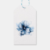 Elegant Dusty Blue Navy Bloemen Bruiloft Cadeaulabel (Achterkant)