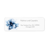 Elegant Dusty Blue Navy Bloemen Bruiloft Etiket (Voorkant)