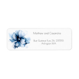 Elegant Dusty Blue Navy Bloemen Bruiloft Etiket
