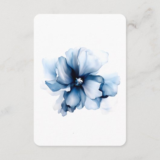 Elegant Dusty Blue Navy Bloemen Bruiloft Informatiekaartje (Achterkant)