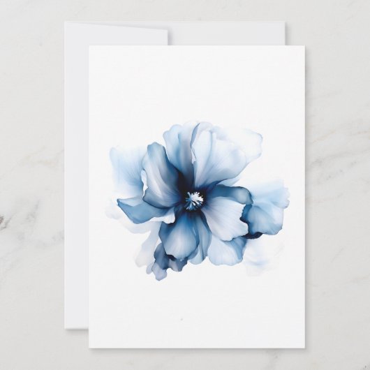 Elegant Dusty Blue Navy Bloemen Bruiloft Kaart (Achterkant)