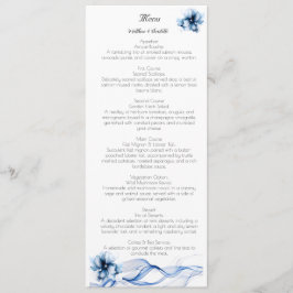 Elegant Dusty Blue Navy Bloemen Bruiloft Menu