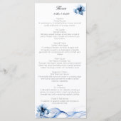 Elegant Dusty Blue Navy Bloemen Bruiloft Menu (Voorkant)