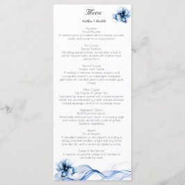 Elegant Dusty Blue Navy Bloemen Bruiloft Menu