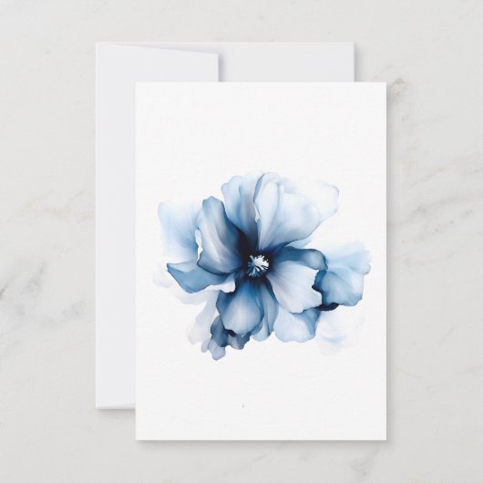 Elegant Dusty Blue Navy Bloemen Bruiloft RSVP Kaartje (Achterkant)