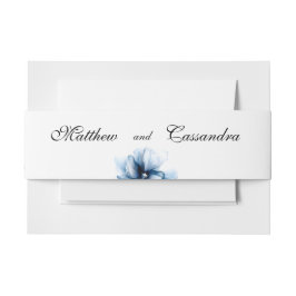 Elegant Dusty Blue Navy Bloemen Bruiloft Uitnodigingen Wikkel