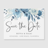 Elegant Dusty Blue Navy Floral Save the Date (Voorkant)