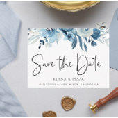 Elegant Dusty Blue Navy Floral Save the Date Aankondigingskaart
