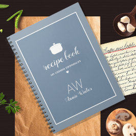 Elegant Dusty Blue Notitieboek voor mam Recipes