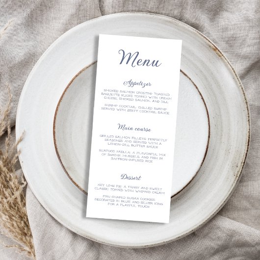 Elegant Dusty Blue Ocean Zee Vrijgezellenfeest Menu