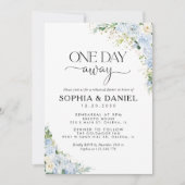 Elegant Dusty Blue One Day Away Invitation Kaart (Voorkant)