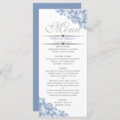Elegant Dusty Blue op wit bruiloft Menu (Voorkant / Achterkant)