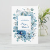 Elegant Dusty Blue Orchid Hydrangea Gold Kaart (Staand voorkant)