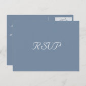 Elegant Dusty Blue Party Bruiloft Reactie RSVP Briefkaart (Voorkant / Achterkant)