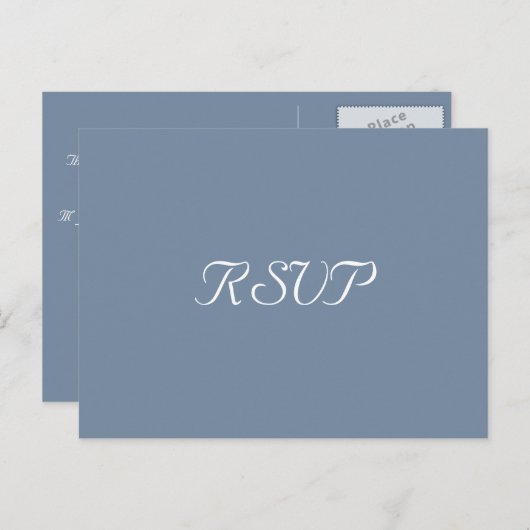 Elegant Dusty Blue Party Bruiloft Reactie RSVP Briefkaart (Voorkant / Achterkant)