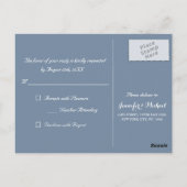 Elegant Dusty Blue Party Bruiloft Reactie RSVP Briefkaart (Achterkant)