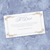 Elegant Dusty Blue Pastel Wildflower Crest Wedding Informatiekaartje
