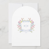 Elegant Dusty Blue Pastel Wildflower Crest Wedding Kaart (Achterkant)