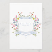 Elegant Dusty Blue Pastel Wildflower Crest Wedding Menu (Achterkant)