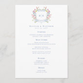 Elegant Dusty Blue Pastel Wildflower Crest Wedding Menu (Voorkant)