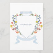 Elegant Dusty Blue Pastel Wildflower Crest Wedding Menu (Achterkant)