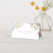 Elegant Dusty Blue Pastel Wildflower Crest Wedding Plaatskaartje (Achterkant)