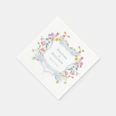 Elegant Dusty Blue Pastel Wildflower Crest Wedding Servet (Hoek)