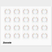Elegant Dusty Blue Pastel Wildflower Crest Wedding Vierkante Sticker (Vel)