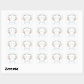 Elegant Dusty Blue Pastel Wildflower Crest Wedding Vierkante Sticker (Vel)
