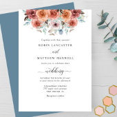 Elegant Dusty Blue, Peach and Blush Floral Wedding Kaart