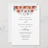 Elegant Dusty Blue, Peach and Blush Floral Wedding Kaart (Voorkant)