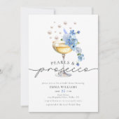 Elegant Dusty Blue Pearls & Prosecco Vrijgezellenf Kaart (Voorkant)