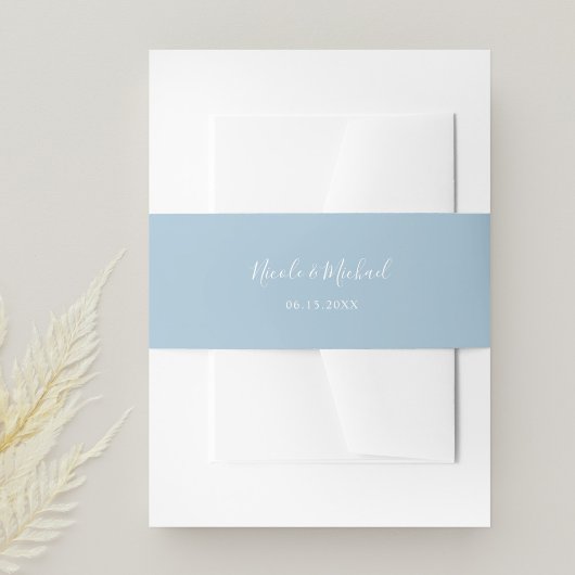 Elegant Dusty Blue Personalized Wedding Uitnodigingen Wikkel