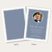 Elegant Dusty Blue Photo Boy First Communion Bedankkaart