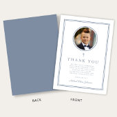 Elegant Dusty Blue Photo Boy First Holy Communion Bedankkaart