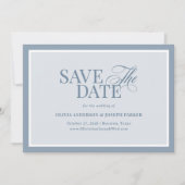 Elegant Dusty Blue Photo | Classic Luxe Save The Date (Voorkant)