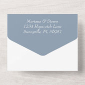 Elegant Dusty Blue Photo Wedding Invitation All In One Uitnodiging (Achterkant)