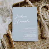 Elegant Dusty Blue Photo Wedding Kaart