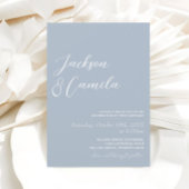 Elegant Dusty Blue Photo Wedding Kaart