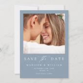 Elegant Dusty Blue Photo Wedding Save the Date (Voorkant)