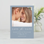 Elegant Dusty Blue Photo Wedding Save the Date (Staand voorkant)