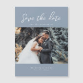 Elegant Dusty Blue Photo Wedding Save the Date (Voorkant)